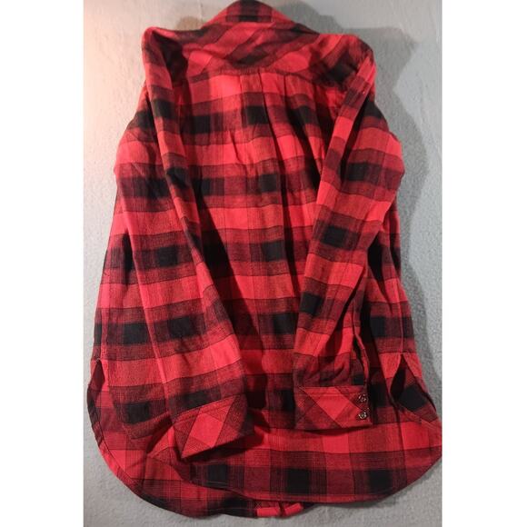 Athleta Red Black Buffalo Plaid Flannel Shirt Women’s xs Button Down Casual - Picture 6 of 6